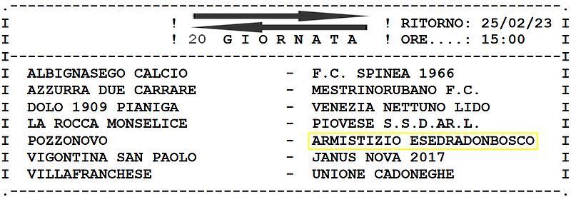 20^ Giornata Ritorno Armistizio Esedra don Bosco Padova Juniores Elite U19 Girone C SS 2022-2023 gare